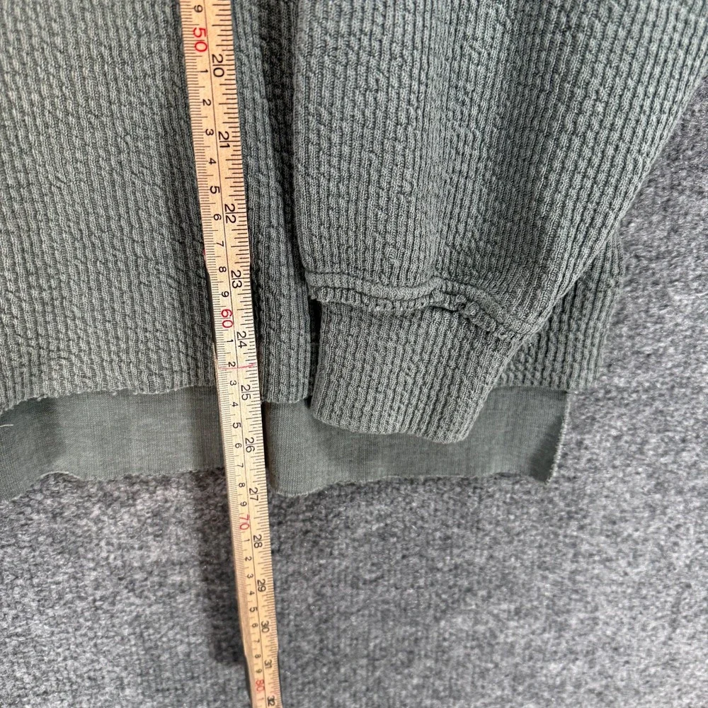 Aerie Sweater Womens XS Green Waffle Knit V-Neck Oversized Thermal Sweatshirt